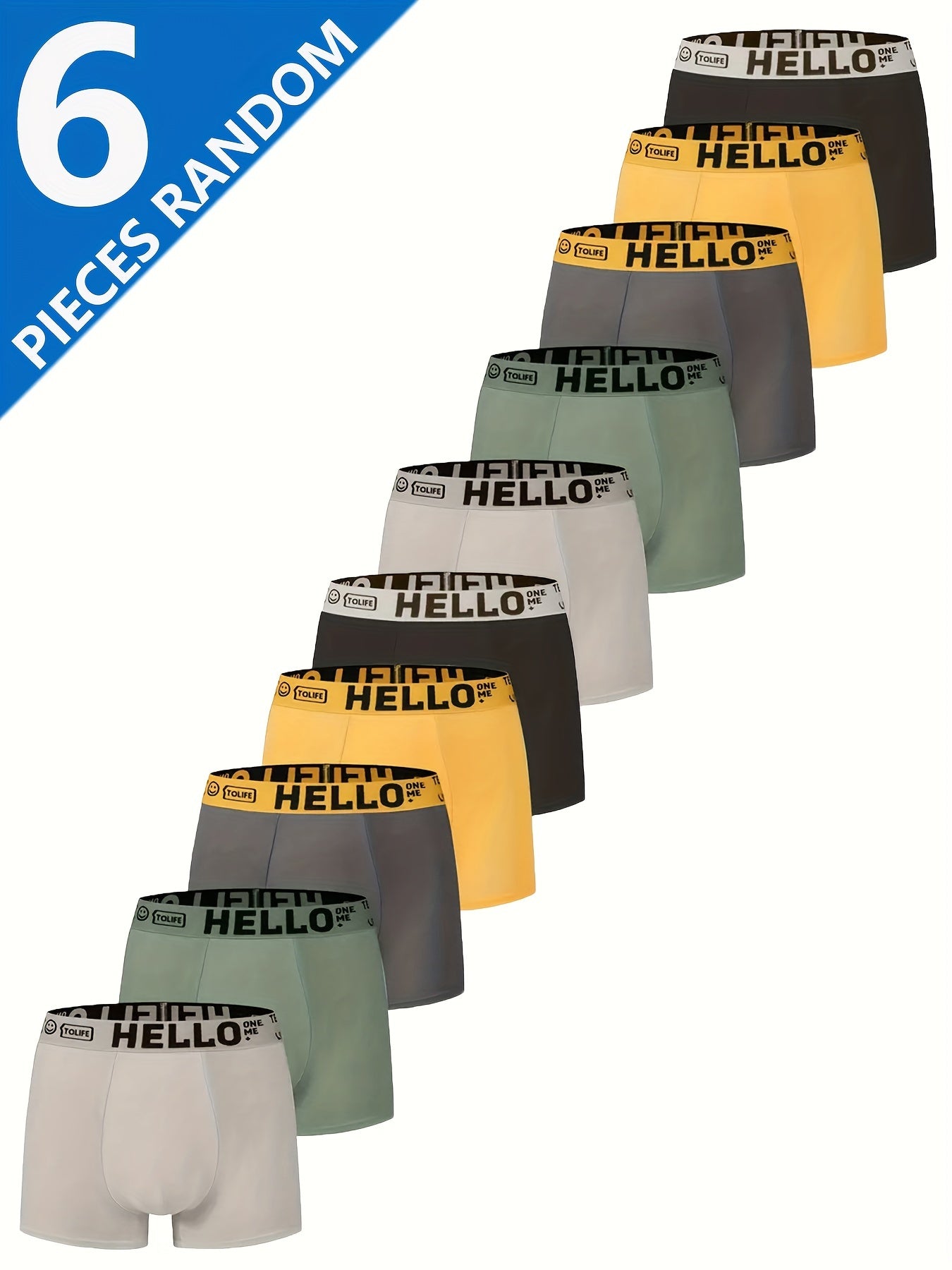 Men's Boxer Briefs 6-Pack Breathable Polyester Quick-Dry Comfortable Fit