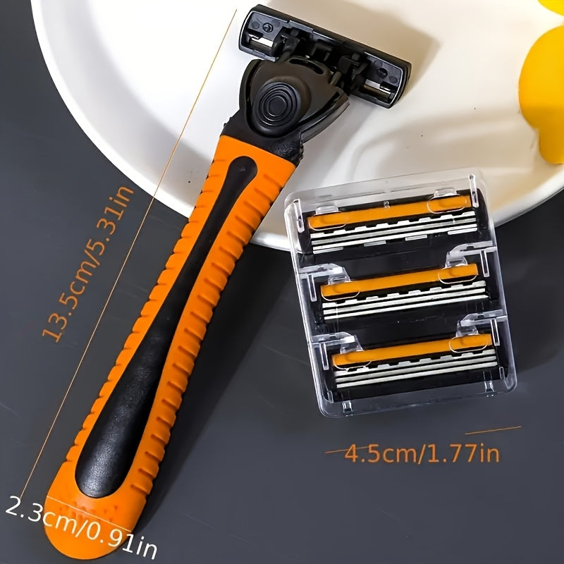 Men Stainless Steel Safety Razor Kit with Blades and Plastic Handle