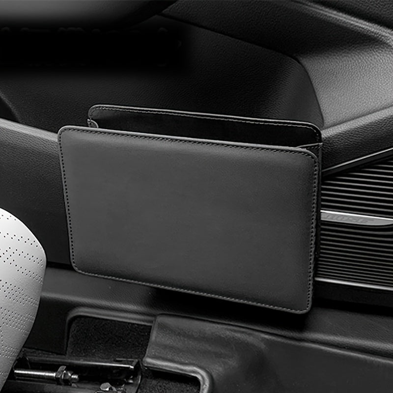 Organizador de almacenamiento para coche, cubo de basura, plegable, con soporte de cuero para respaldo de asiento