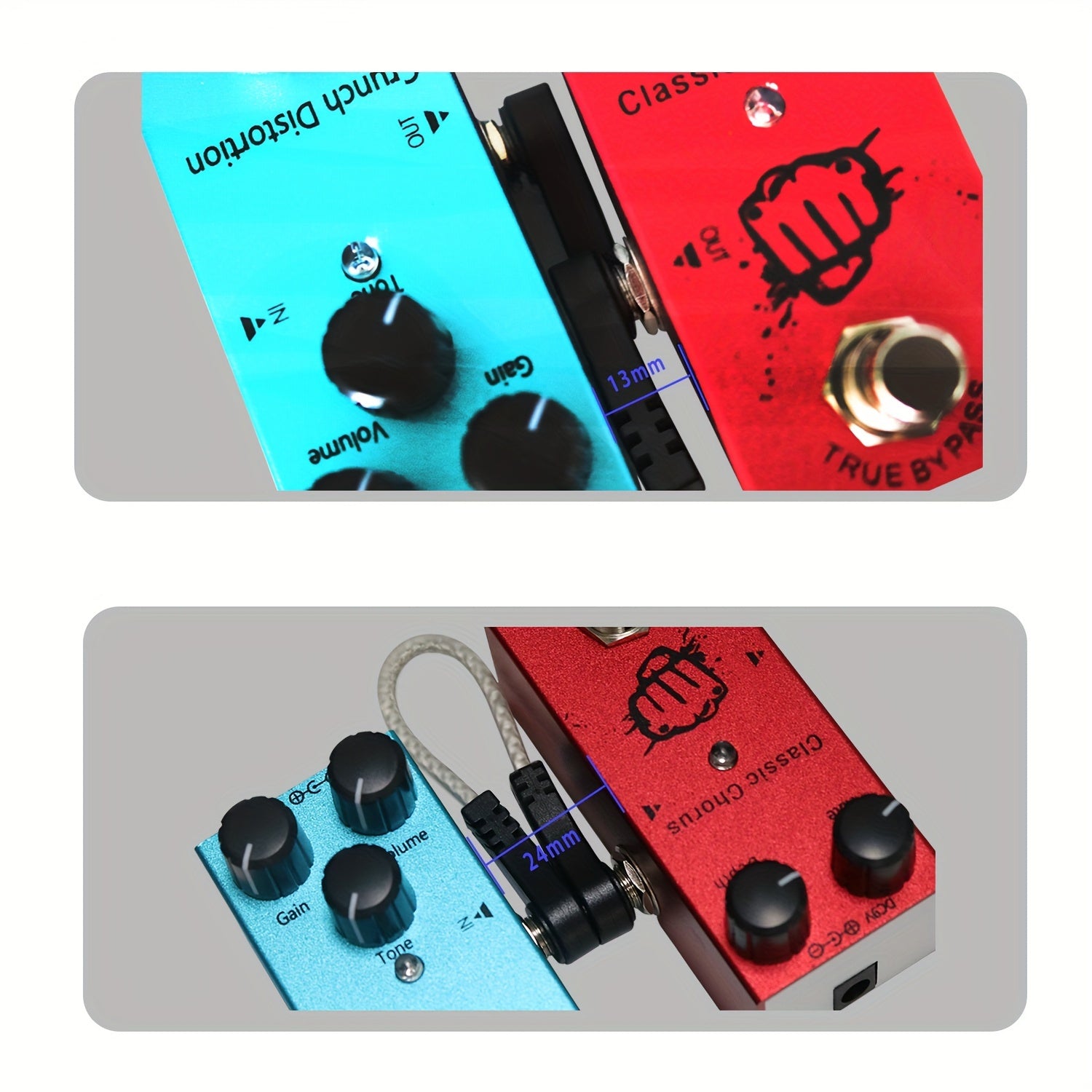 6 Inch 6.35mm Patch Cables for Guitar Pedals Black 5 Pack