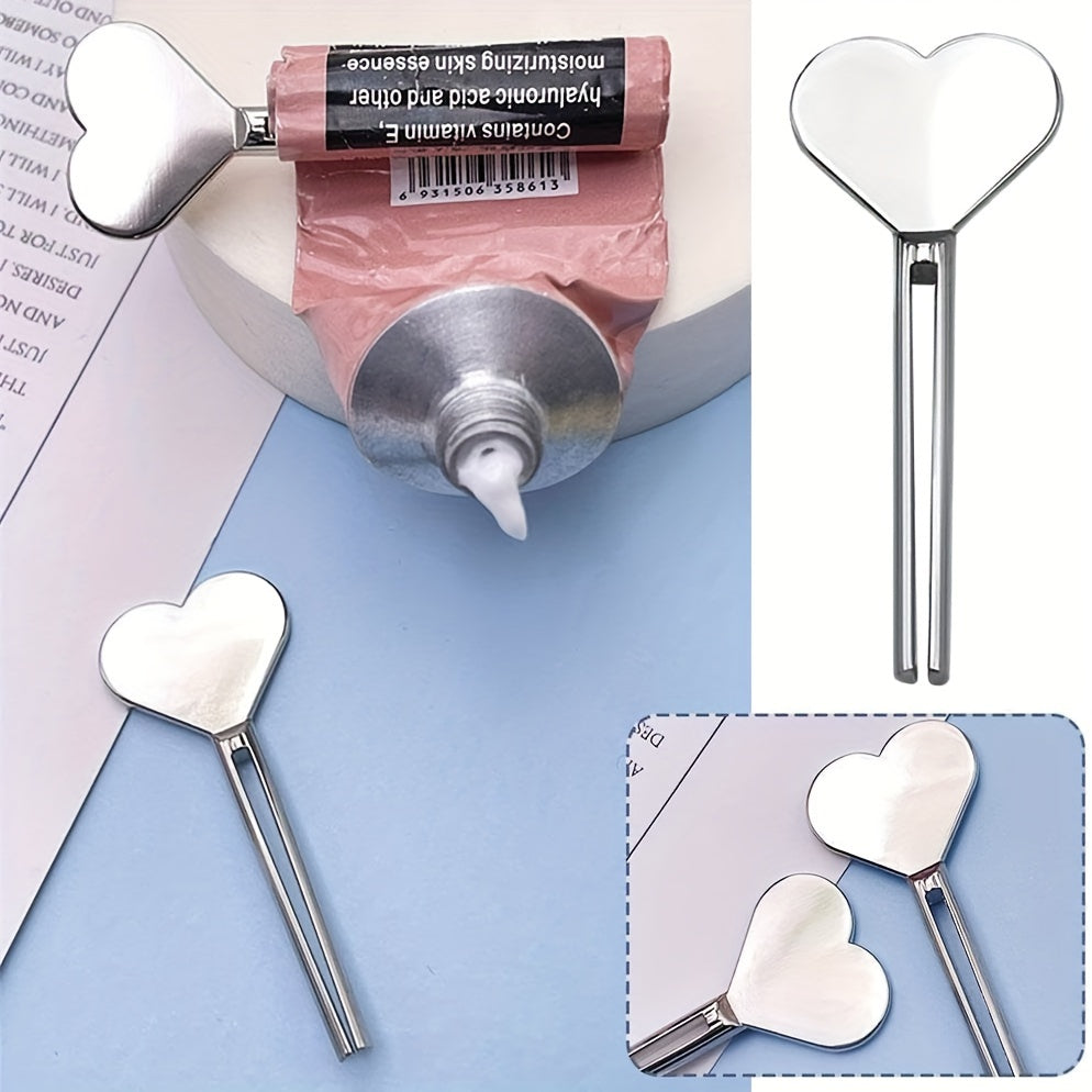 Metal Heart-Shaped Toothpaste Squeezer, Gold Tube Presser, Cosmetic Oil Tube Dispenser