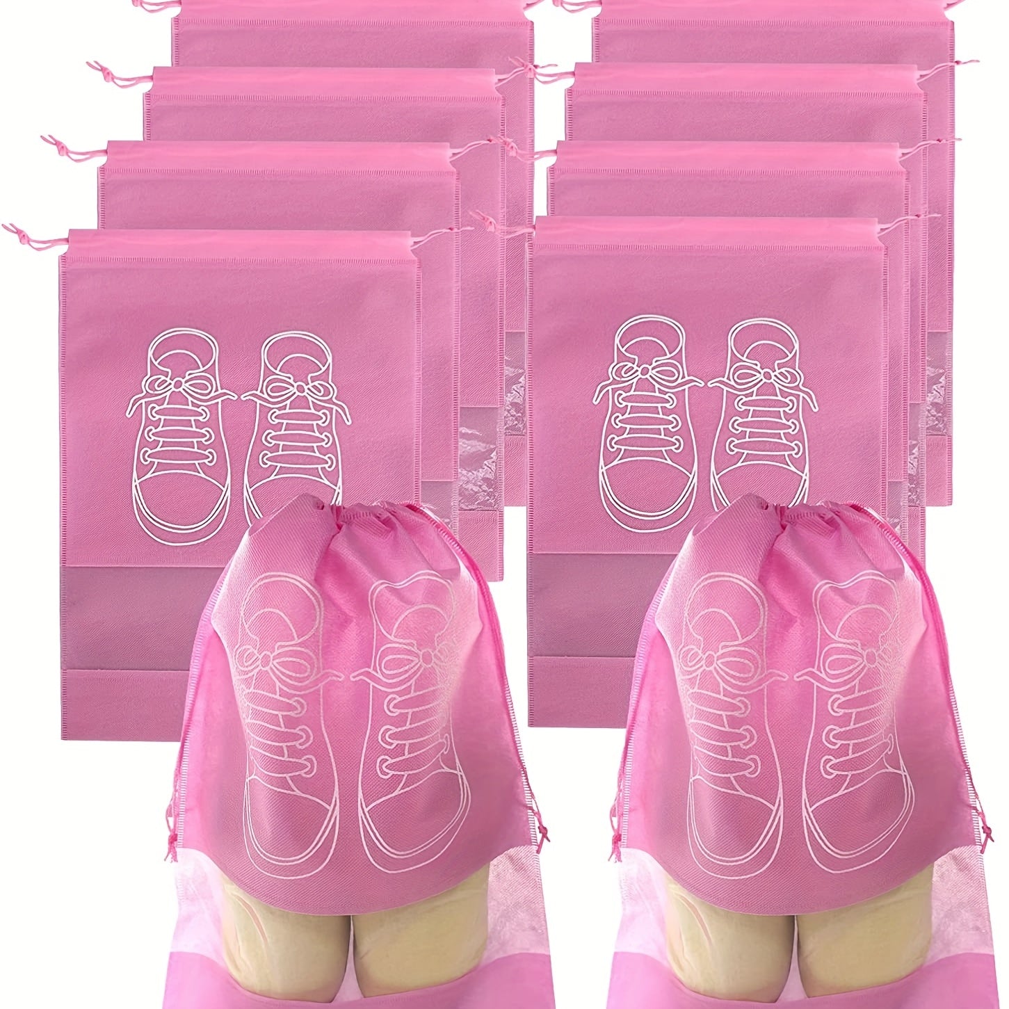 10 Non-Woven Travel Shoe Storage Bags Waterproof Transparent Set of 10
