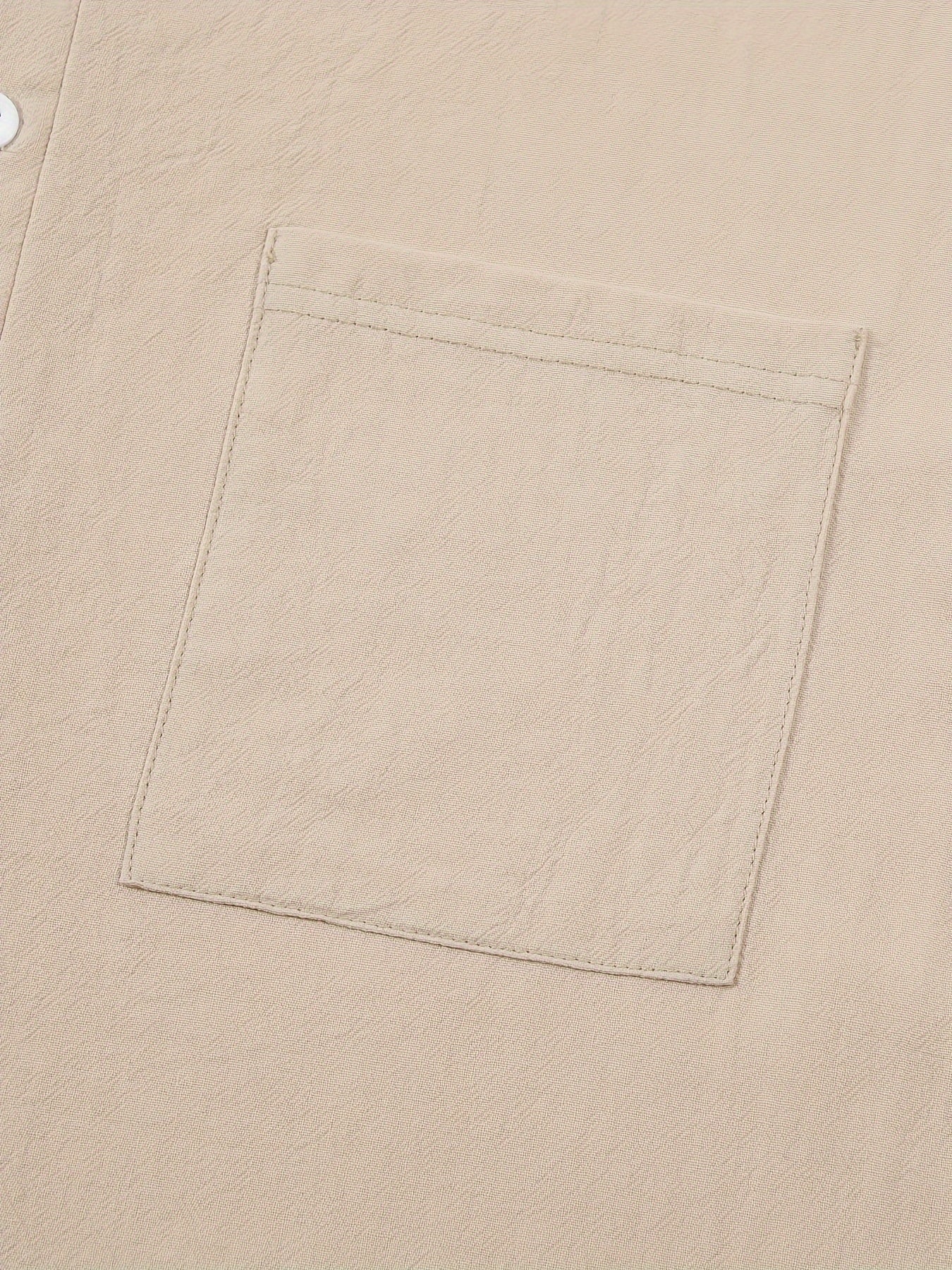 Men's Cotton Linen Henley Shirt with Mandarin Collar Short Sleeve Pocket Casual Spring Vacation