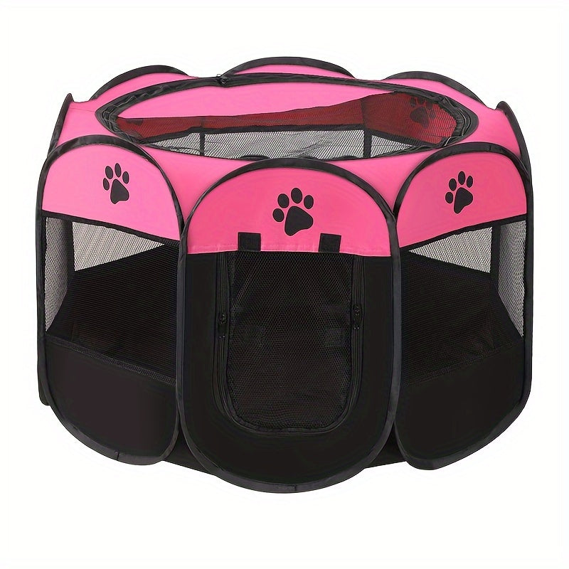 Foldable Pet Playpen with Carrying Case and Travel Bowl Water-Resistant Shade Cover for Indoor Outdoor Use