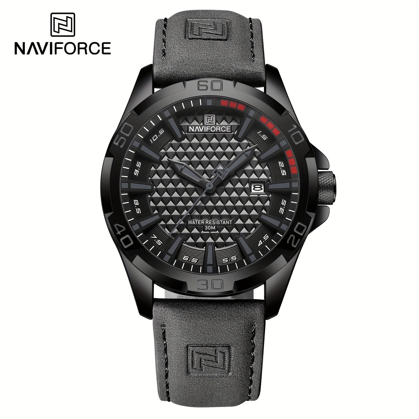 Men's Quartz Watch Carbon Fiber Dial Leather Strap Water Resistant Casual Style