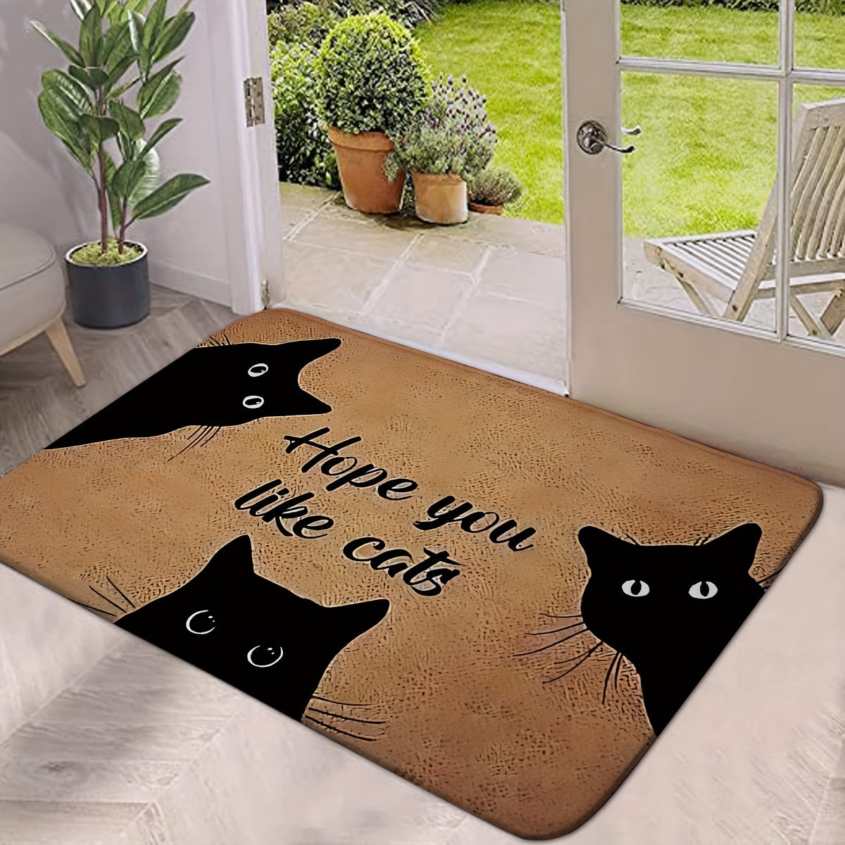 Yoqimli mushukcha naqshli charchoqni kamaytiruvchi kirish matosi, yashash xonasi, yotoqxona, oshxona uchun