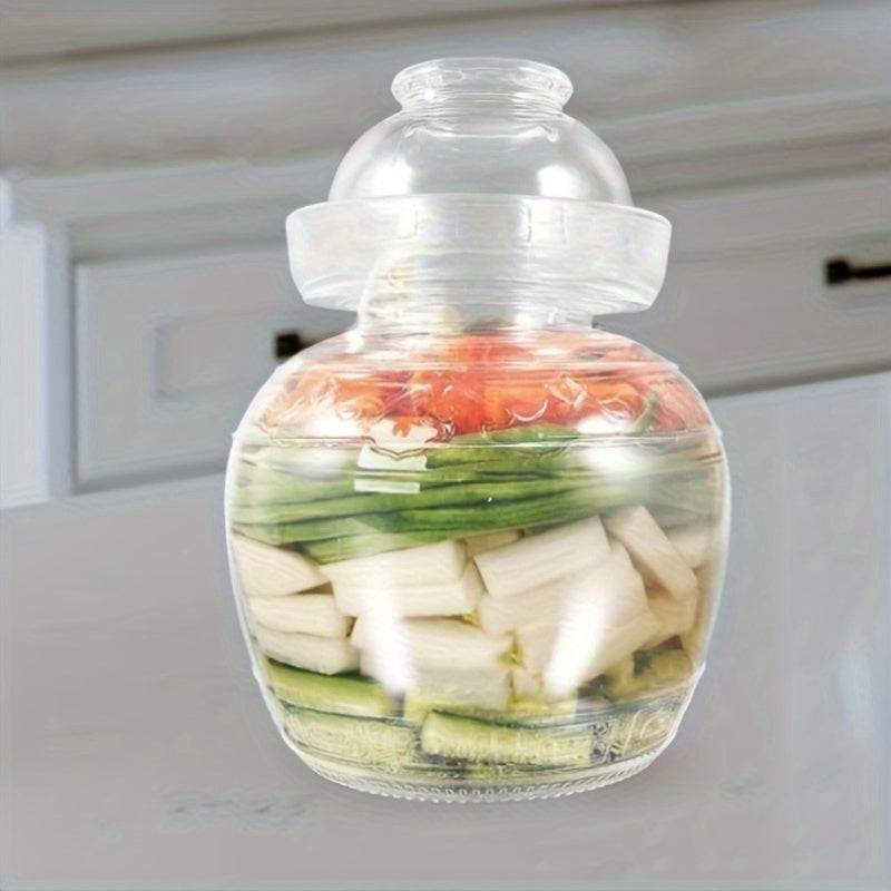 Glass Fermentation Jar with Wide Mouth and Sealable Lid for Sauerkraut and Kimchi