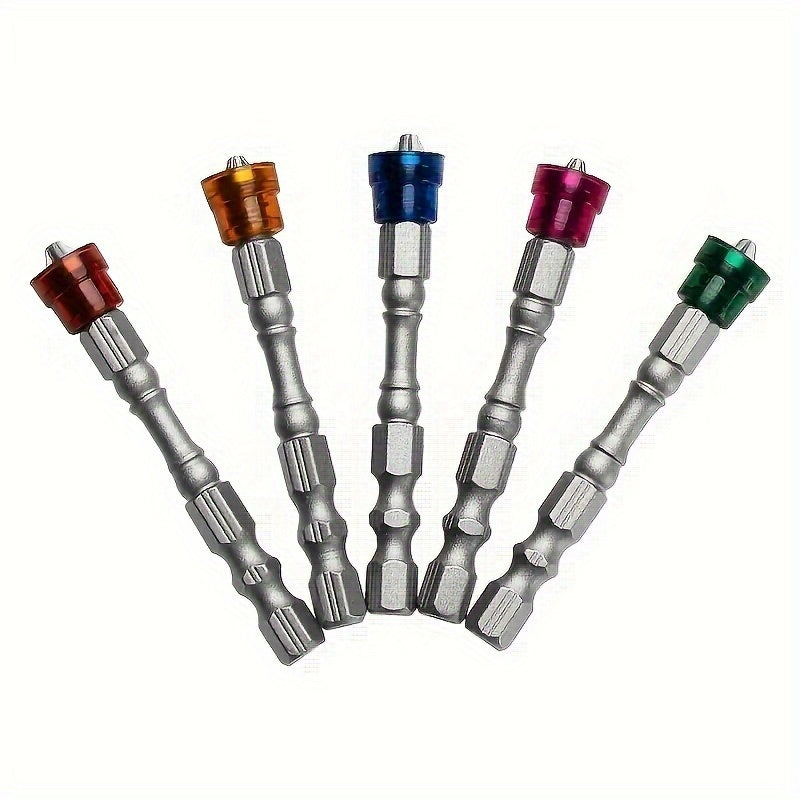 Juego de 5 piezas de brocas de destornillador Phillips magnéticas de acero S2, con vástago hexagonal de 65 mm