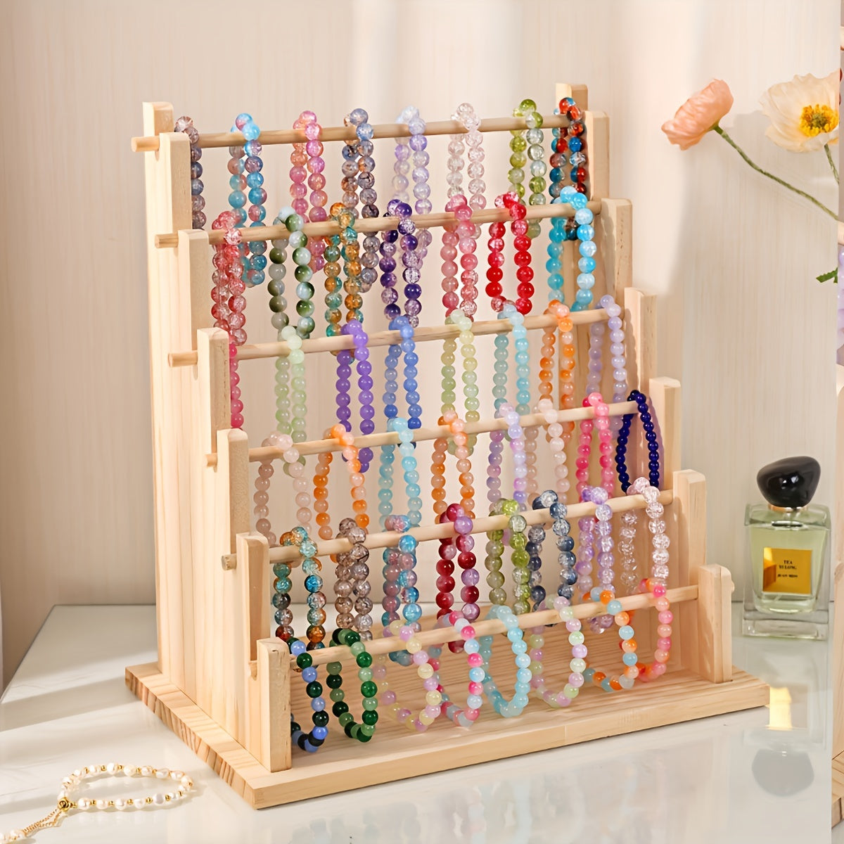 Деревянная подставка для украшений для ожерелий, браслетов, серег и браслетов на ножке для организации
