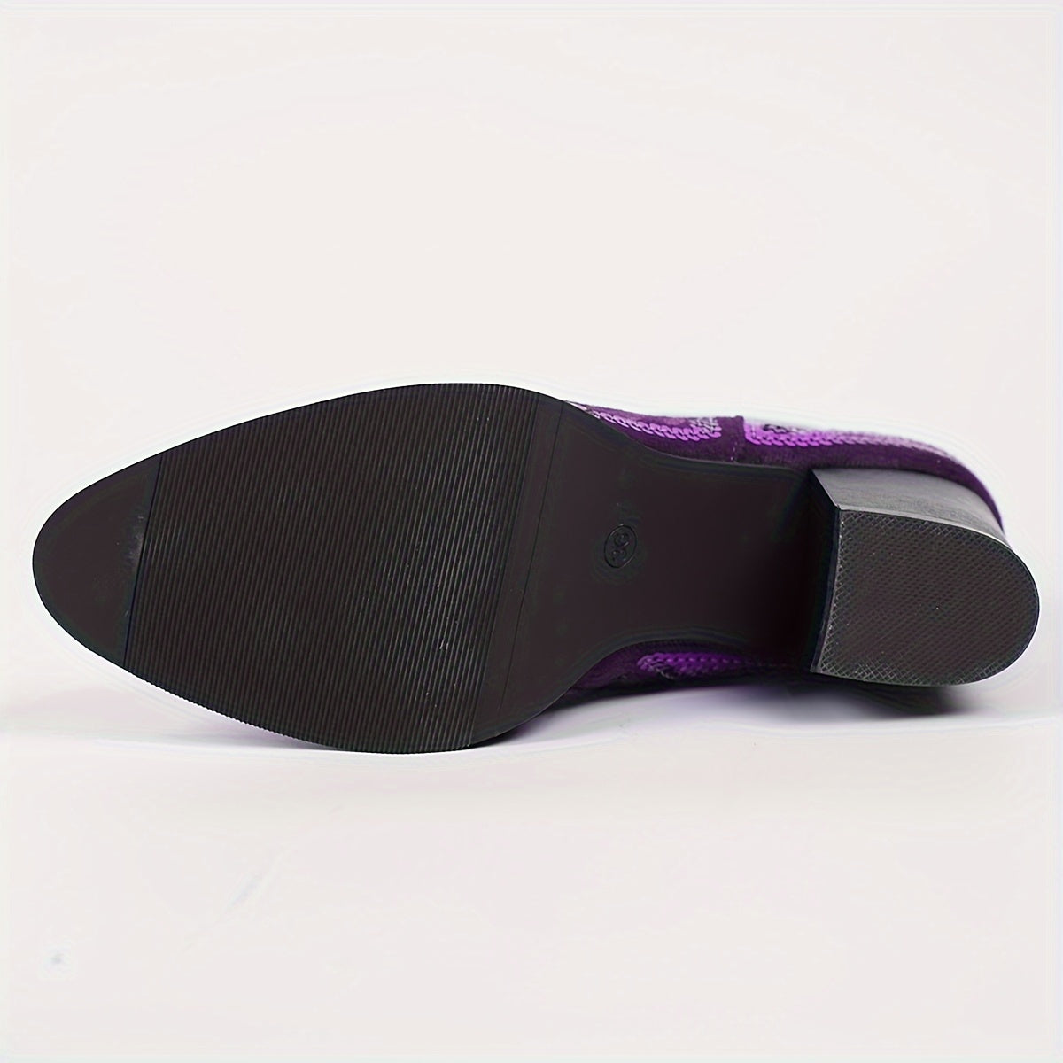 Women's Velvet Block Heel Ankle Boots with Floral Design for Dressy Occasions