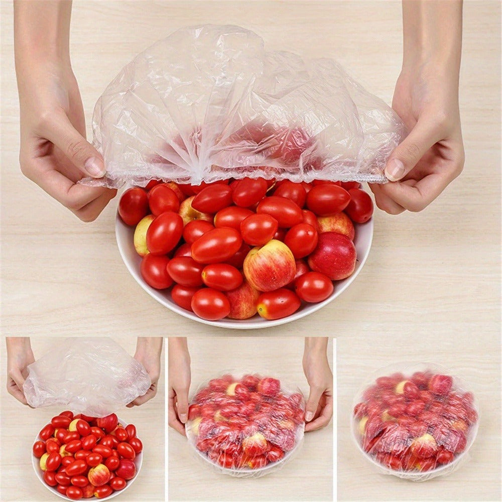 100 Disposable Food Covers Elastic Reusable Food Storage Wraps for Leftovers Fruits