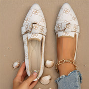 Women's Breathable Camo Mary Jane Flats Slip-On Pointed Toe Ankle Strap