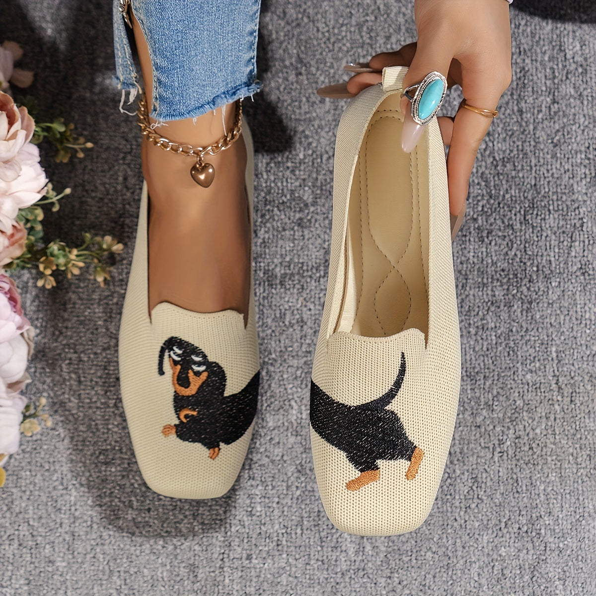 Women's Flat Shoes Casual Slip-On Breathable Comfort Non-Slip Lightweight