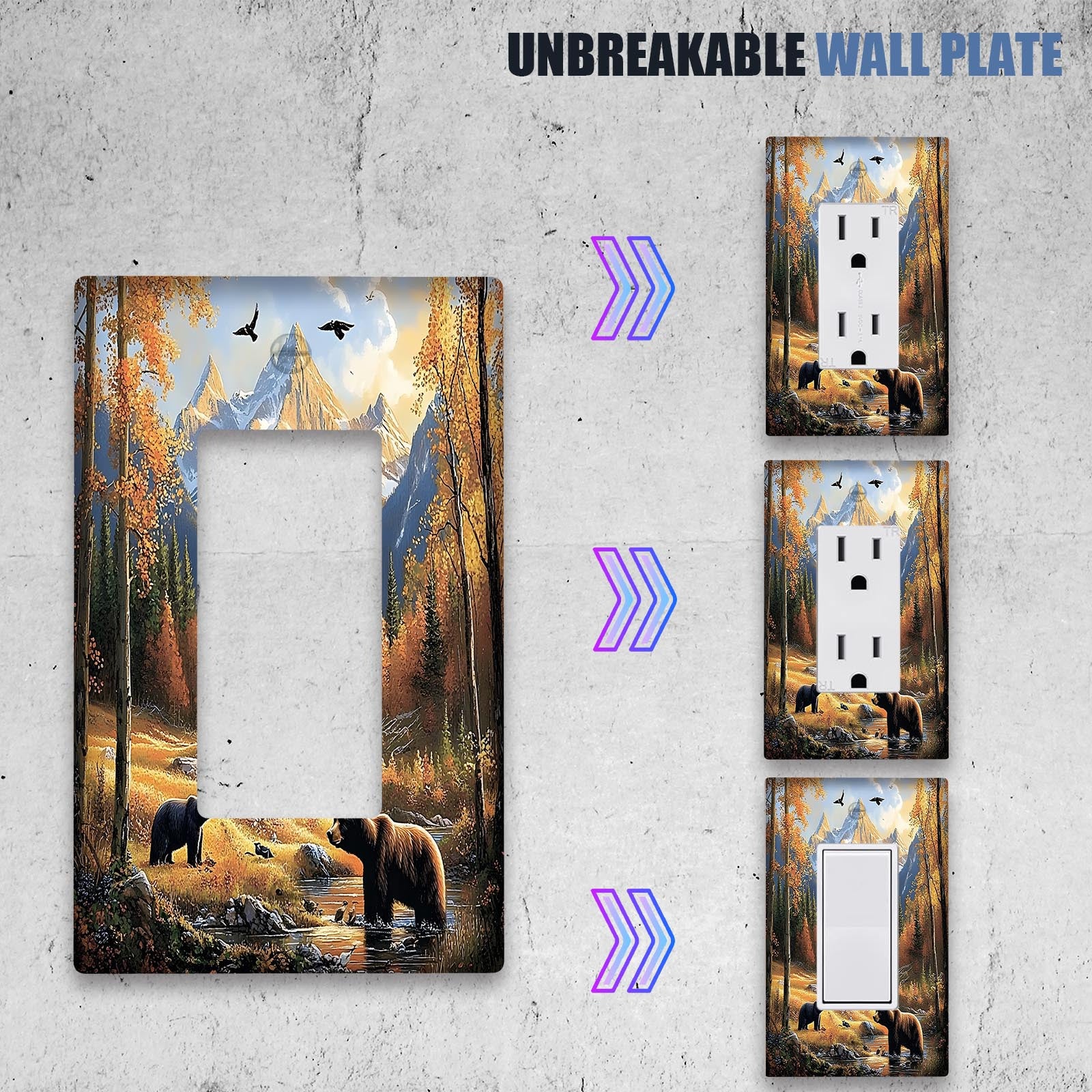 Forest Bears Light Switch Cover for Country Decor in Bathrooms Bedrooms Living Rooms No Power Needed