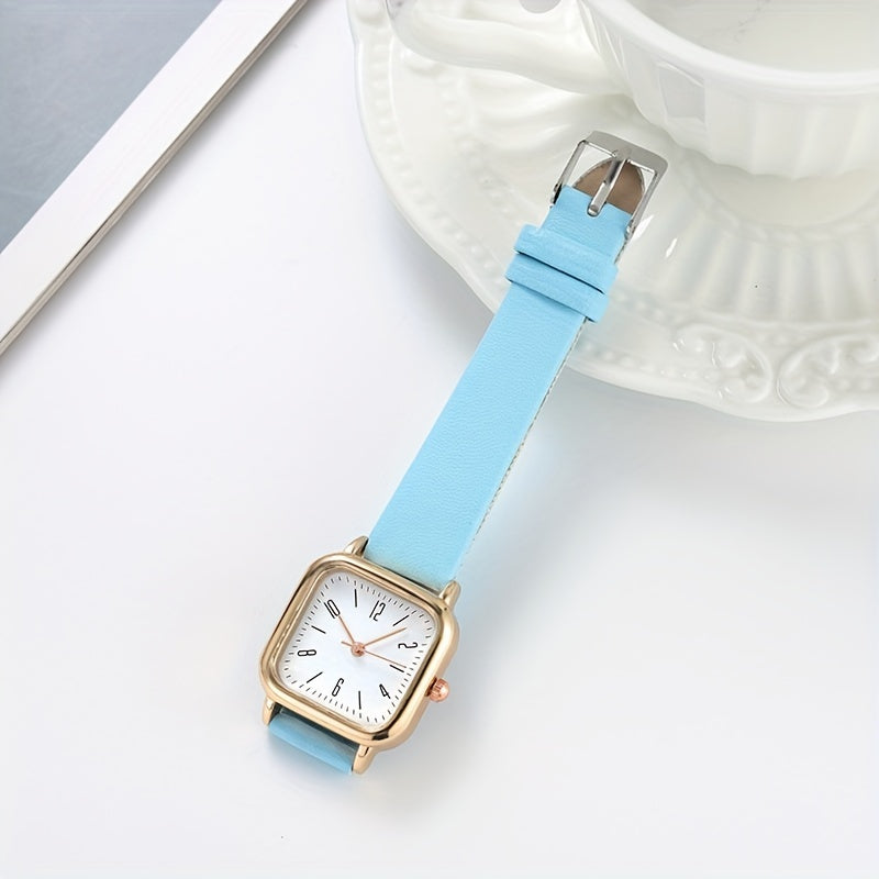 Women's Square Quartz Watch with Imitation Leather Strap and Zinc Alloy Case