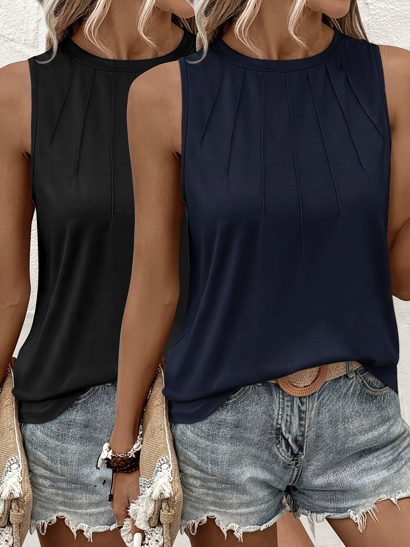 Женские майки без рукавов бежевые и оранжевые, повседневные летние, из эластичной ткани комплект