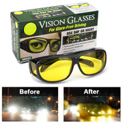 Men Women Oversized Black Frame Sunglasses with Yellow Lenses for Night Driving Set of 2