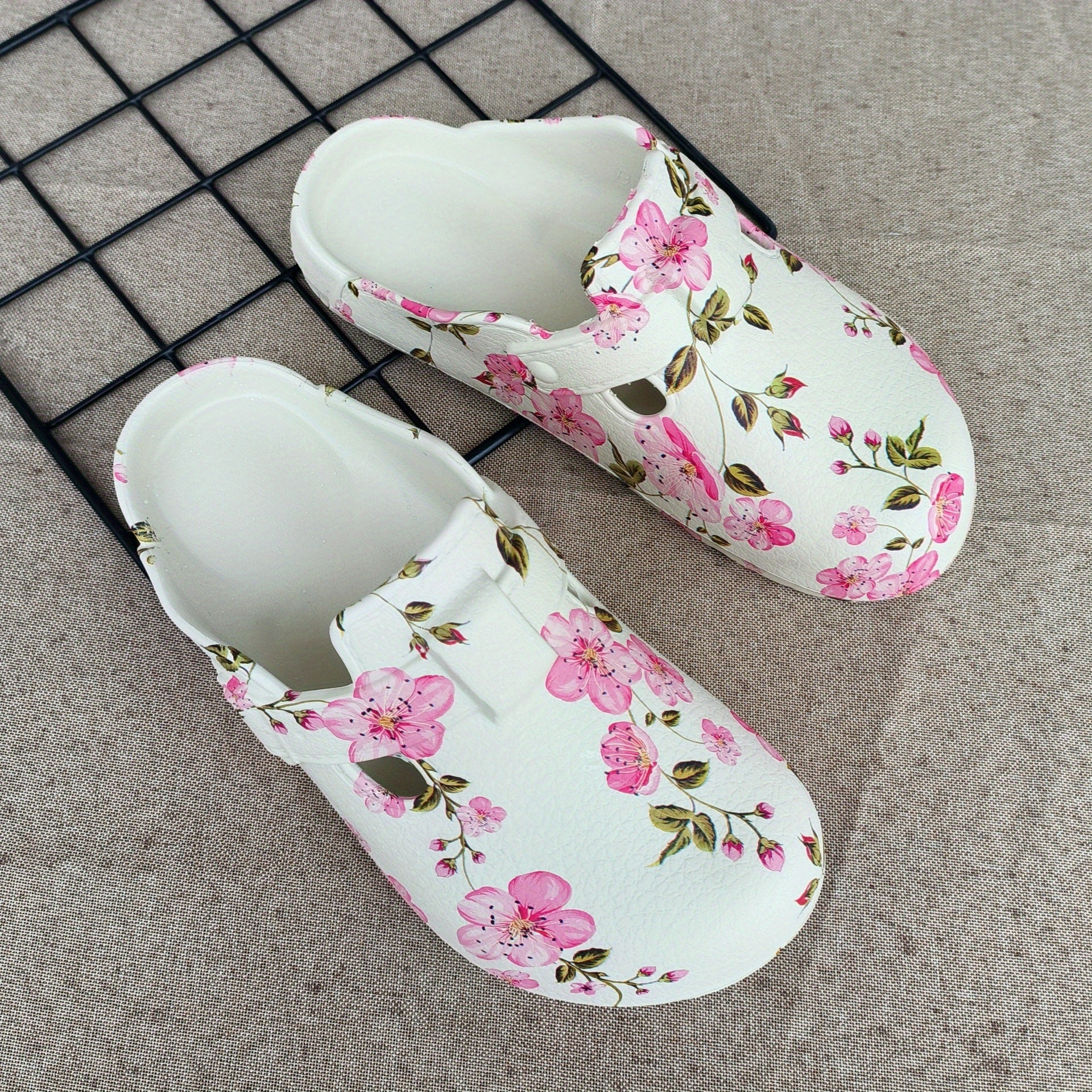 Women's Lightweight Casual Slip-On Loafers with Floral Print EVA Shoe