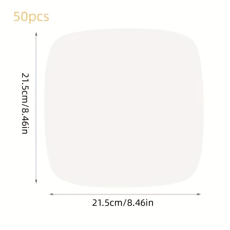 50 штук высококачественных листов для аэрофритюрницы для более здоровой готовки и выпечки. Эти антипригарные, впитывающие масло листы идеально подходят для использования дома с аэрофритюрницами, духовками и т. д.