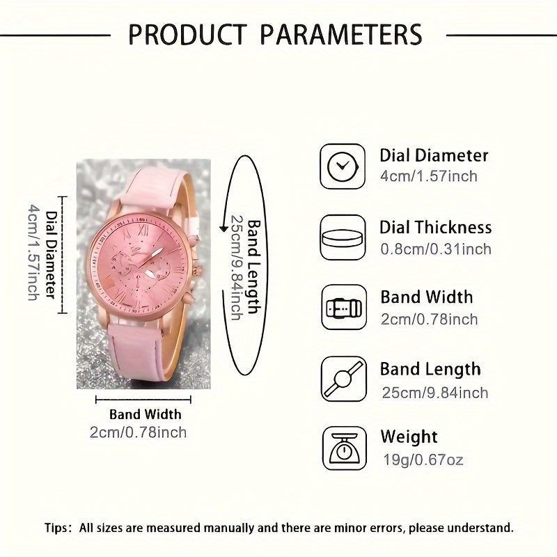 Women's Casual Quartz Watches Set with Alloy Case and PU Leather Band