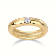 3.0mm Moissanite Silver Plated Ring with 18K Gold Accents for Women and Men