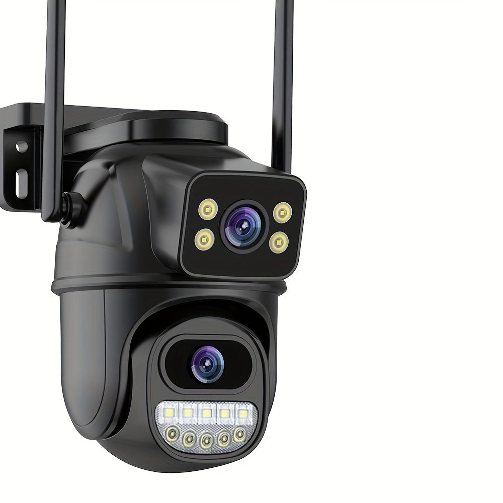 4K Wireless PTZ Security Camera with Auto-Tracking Dual Lens Night Vision Two-Way Audio SD Card Cloud Storage