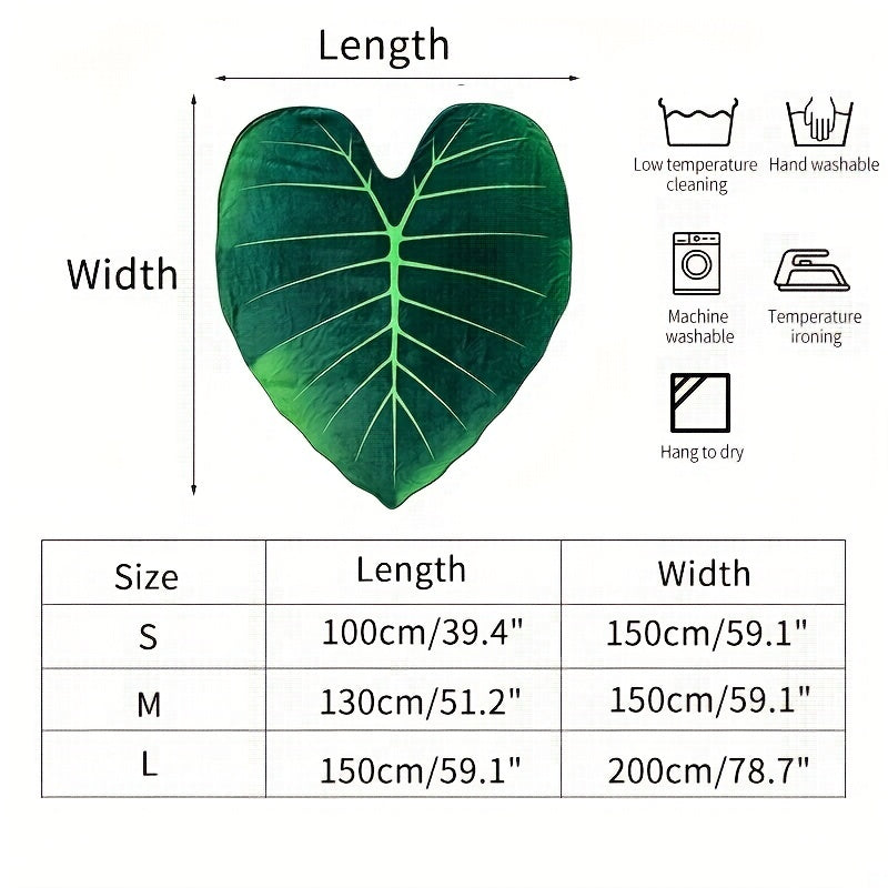 Green Leaf Shaped Blanket Cozy Throw for Couch Bed Sofa Travel