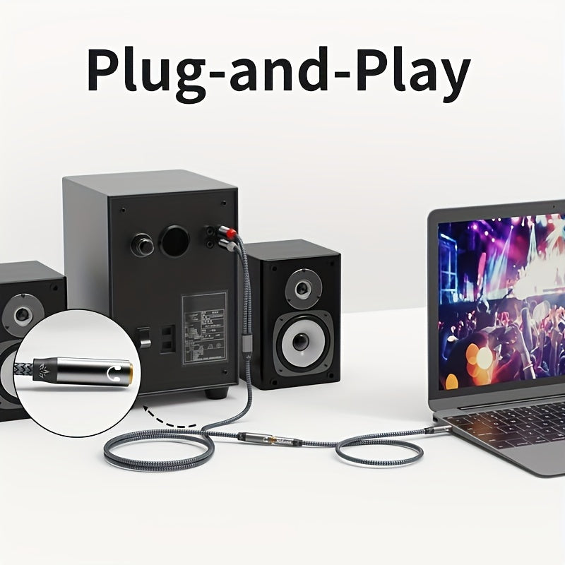 Premium Lossless Audio Cable 3.5mm to Dual RCA Adapter for Smartphone TV Home Theater