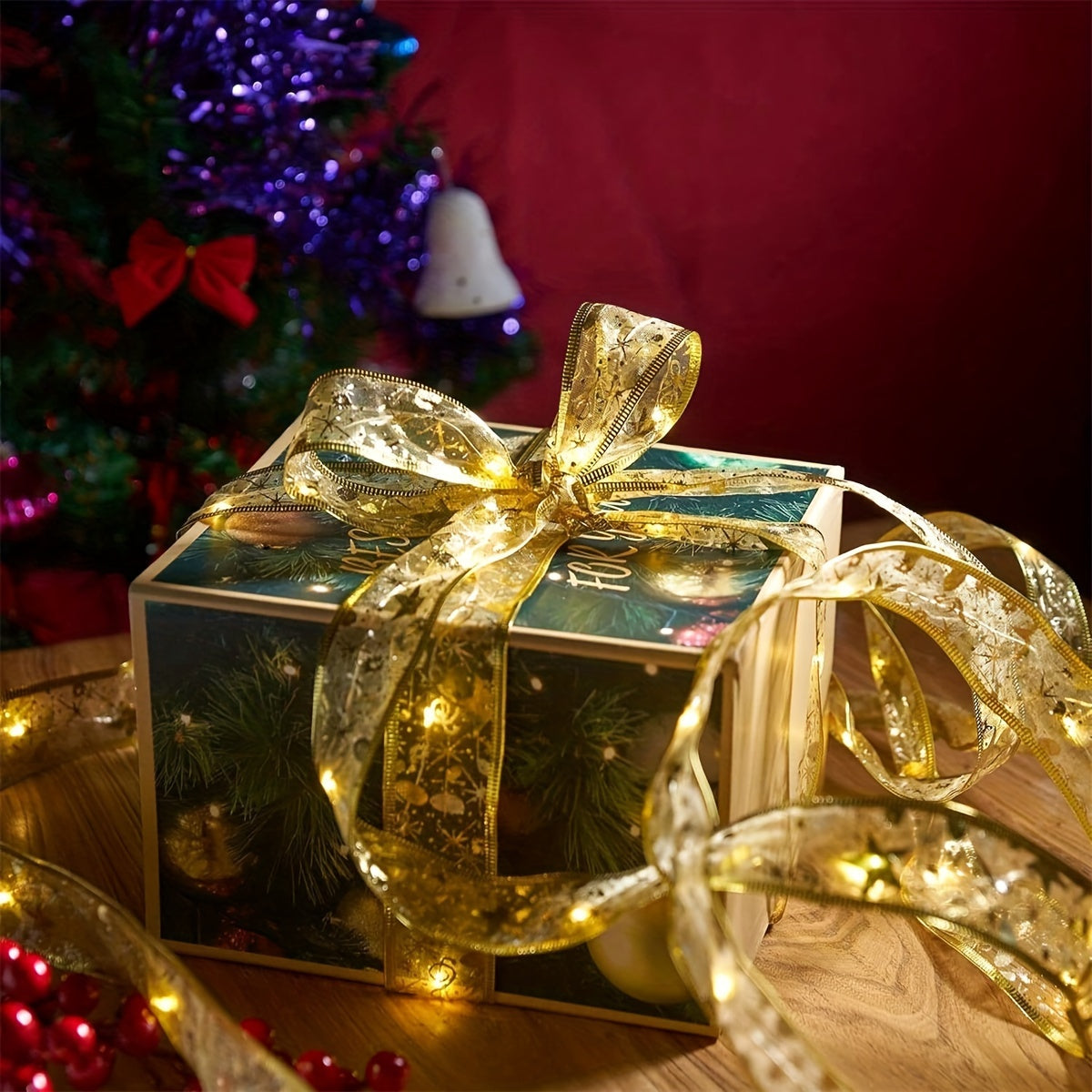 Battery-Powered LED Ribbon Lights 1.97 Inches Wide for Indoor Christmas Parties Weddings