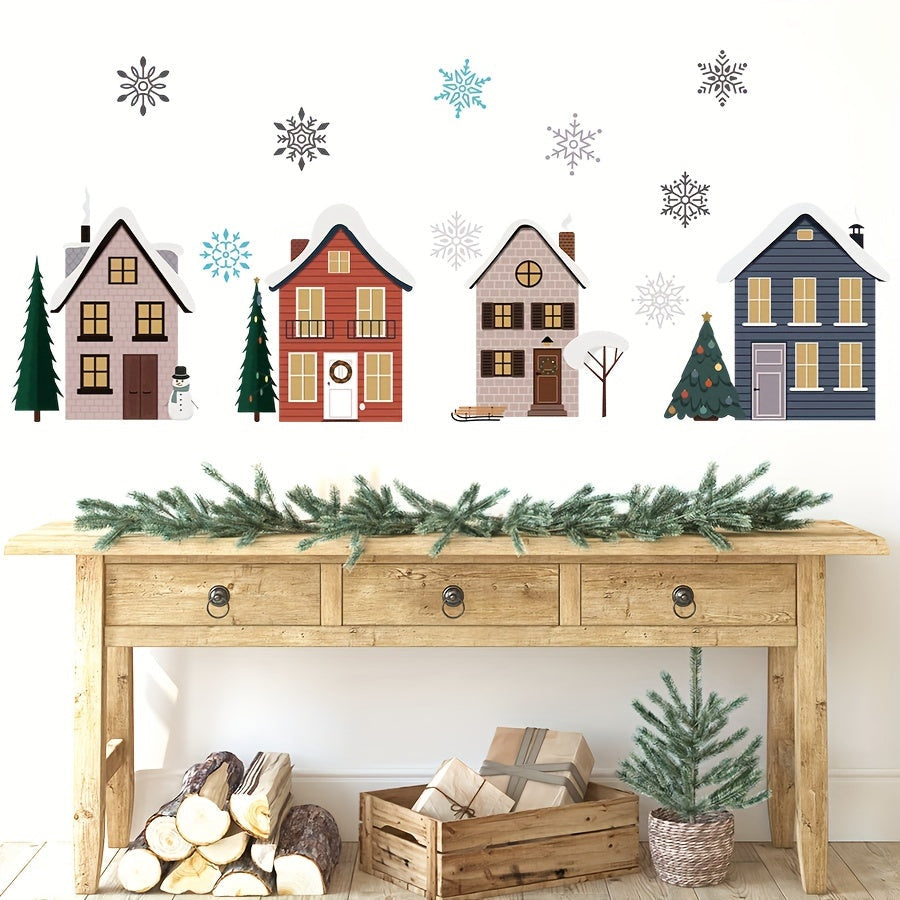 Rojdestvo oynasi yopishtiradigan suv bo'yash uyi qor qafasi dizayni o'z-o'zidan yopishadigan ajraladigan PVC