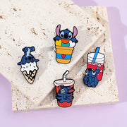Set of 5 Cartoon Enamel Pins with Ice Cream and Tea Cup Designs for Collectors
