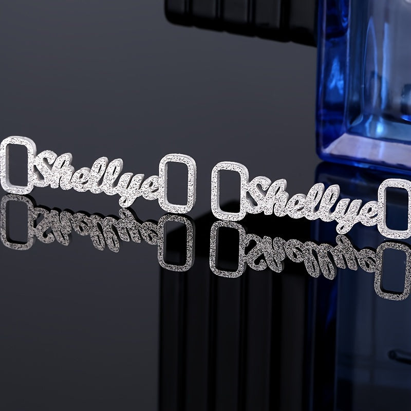 Personalized Stainless Steel Shoe Buckle with Nameplate and Sparkling Details for Men