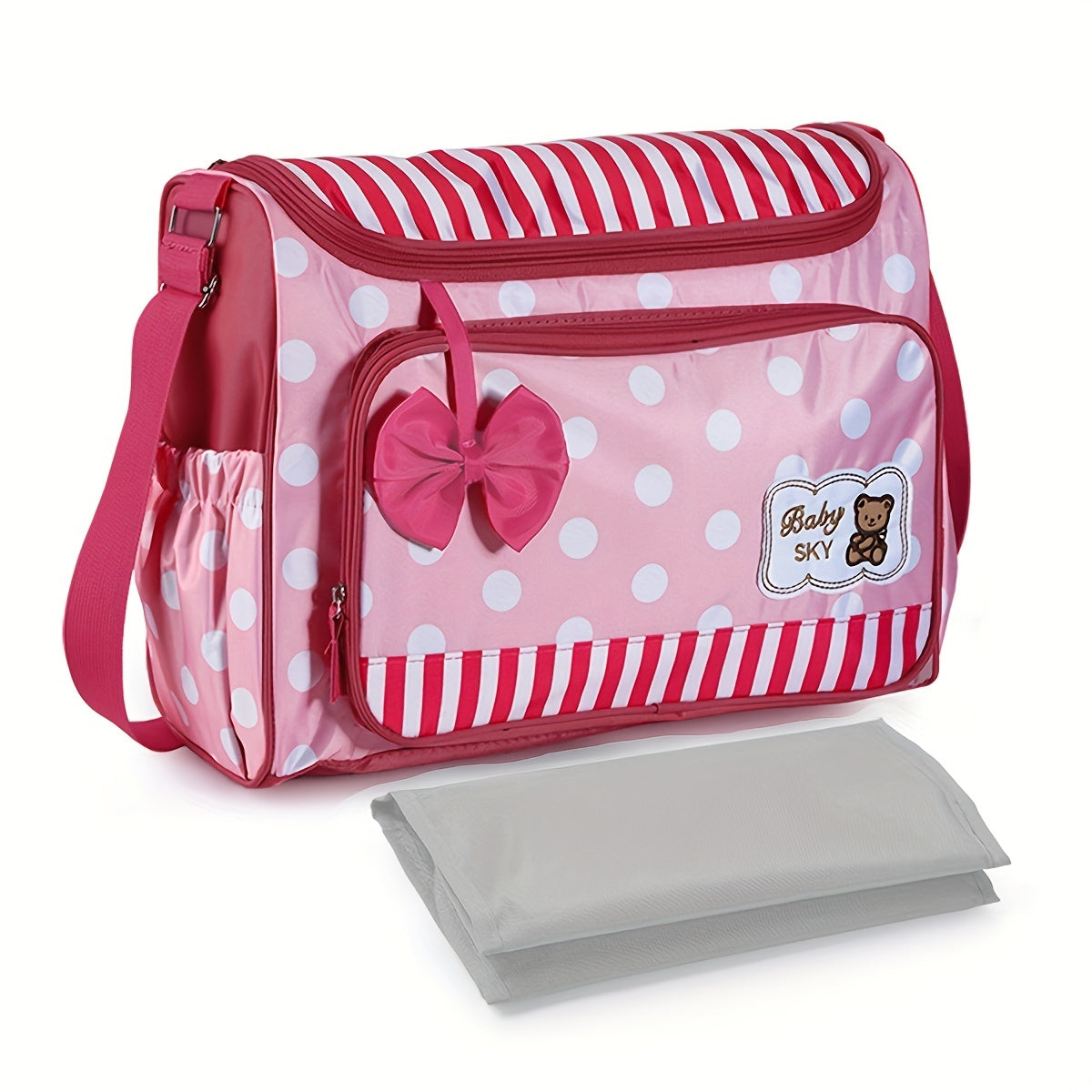 Large Capacity Diaper Bag for Parents with Polka Dot Print and Single Shoulder Design