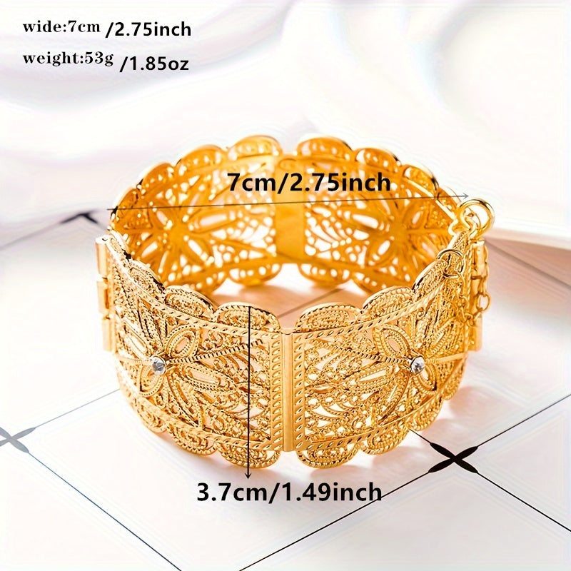 Women's Gold-Plated Metal Bracelet for Traditional Festivals and Wedding Accessories