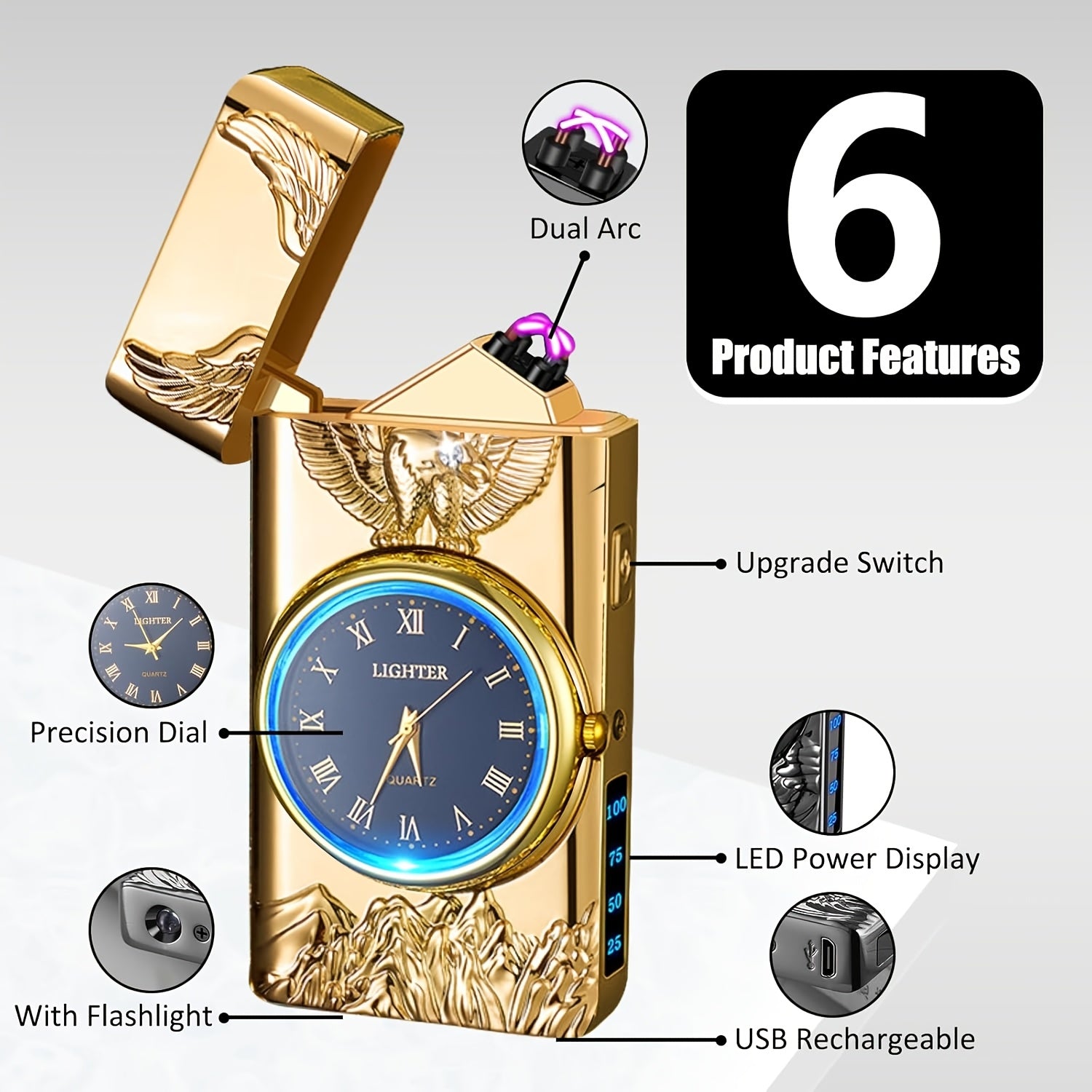 Мужской металлический двойной дуговой зажигалка с голубыми и розовыми акцентами для кемпинга