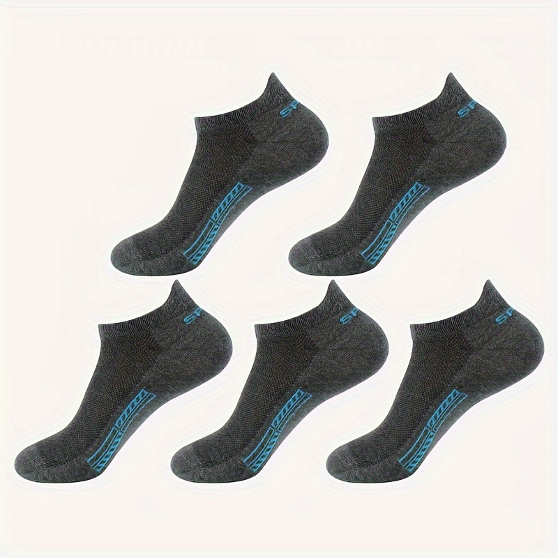Calcetines tobilleros sólidos para hombre, 5 pares, transpirables y cómodos para uso al aire libre