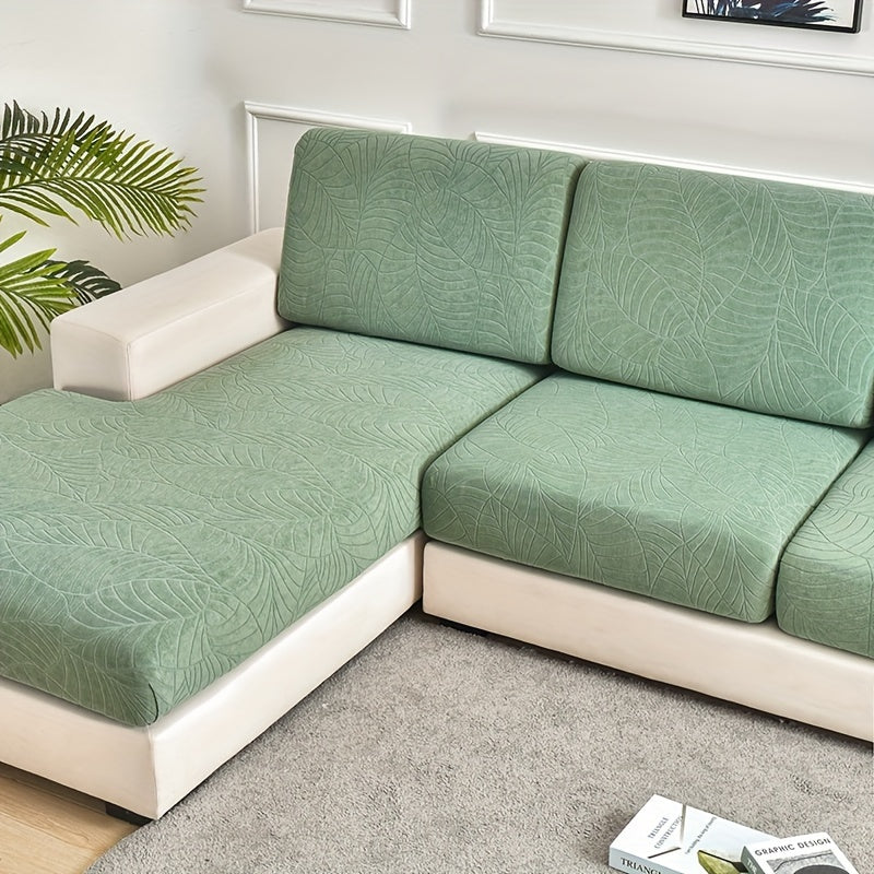 Waterproof Sofa Cover with Large Leaf Jacquard Design All-Season Dust Spill Protection Durable Washable