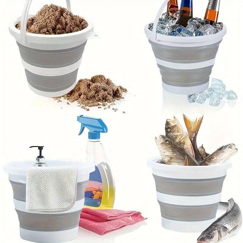 Cubo de lavado de coches plegable multiusos con asas, que ahorra espacio, 10L