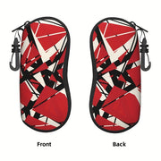 Портативный футляр для очков с дизайном полос EVH - с классическим красно-черным узором. Этот дорожный замковый чехол для солнцезащитных очков идеально подходит как для мужчин, так и для женщин.