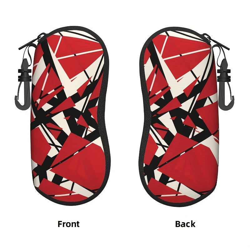 Портативный футляр для очков с дизайном полос EVH - с классическим красно-черным узором. Этот дорожный замковый чехол для солнцезащитных очков идеально подходит как для мужчин, так и для женщин.