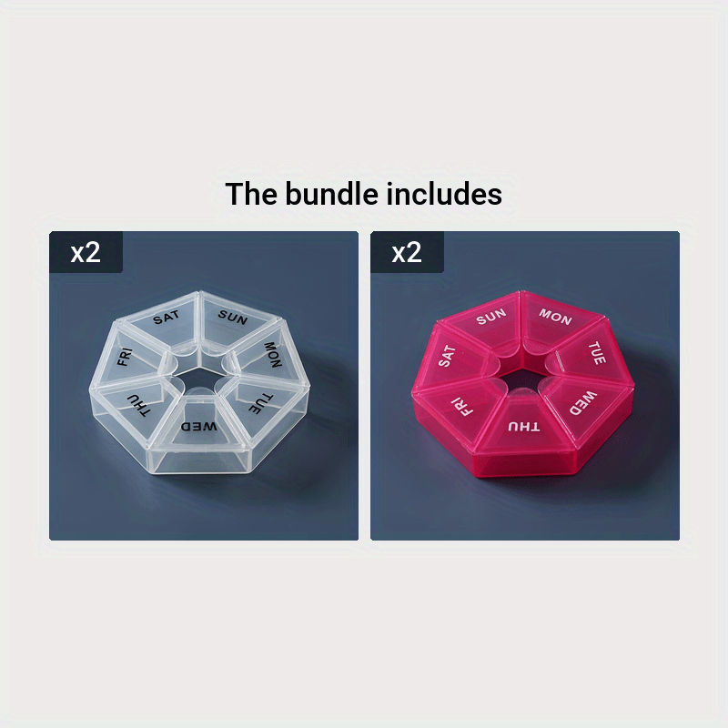 Unisex Plastic Seven-Day Pill Organizer Portable Transparent Pill Case