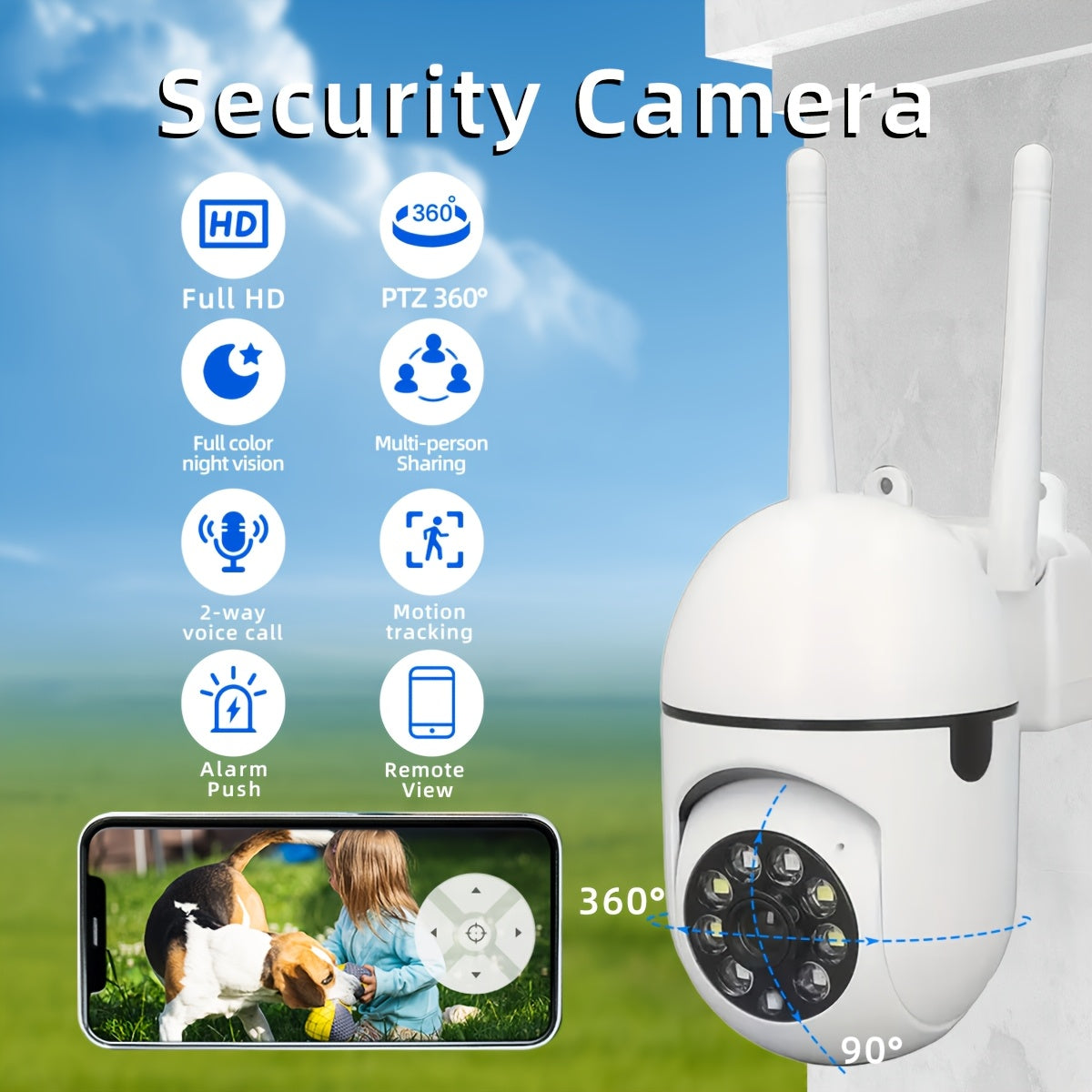 Indoor WiFi Security Camera with Color Night Vision, Motion Detection, Two-Way Audio