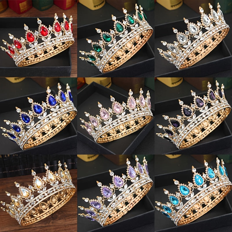 Wedding Crown for Women and Girls Rhinestone Gold Baroque Queen Tiara Bridal Headpiece