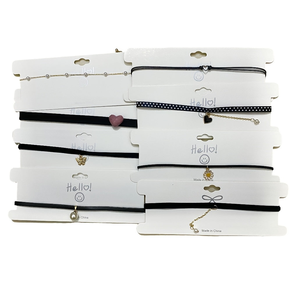 Ayollar uchun qora choker taqinchoq, marjonli marjon bilan, partiyalar va tadbirlar uchun zamonaviy alloy sharf