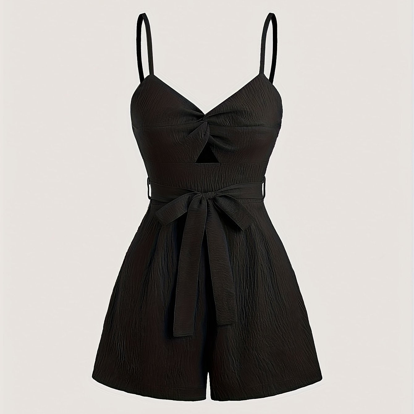 Adult Polyester Jumpsuit with Front Knot and Spaghetti Strap Elegant Style