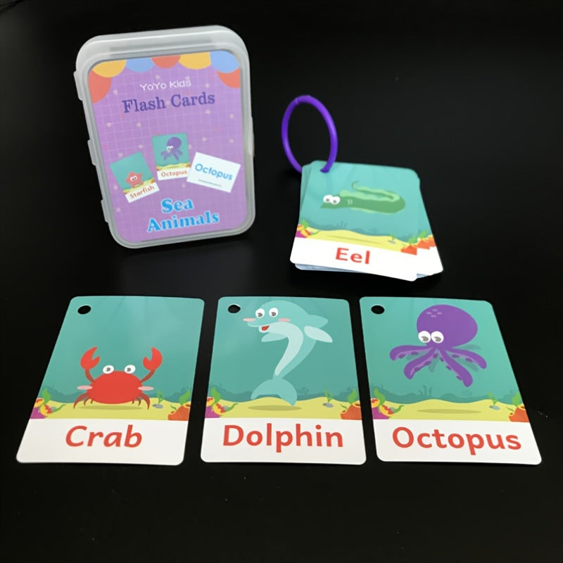 Educational Flash Cards for Kids Body Parts and Zoo Animals Sturdy Paper with Storage Box