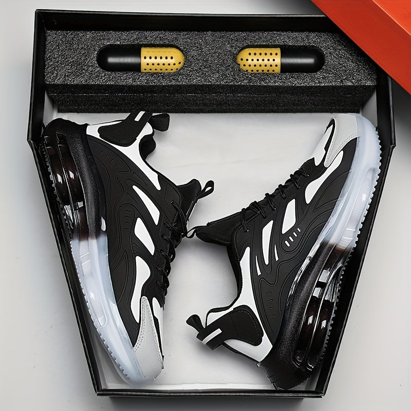 Men's Breathable Knit Athletic Sneakers with Air Cushion Non-Slip Sole for Outdoor and Casual Wear