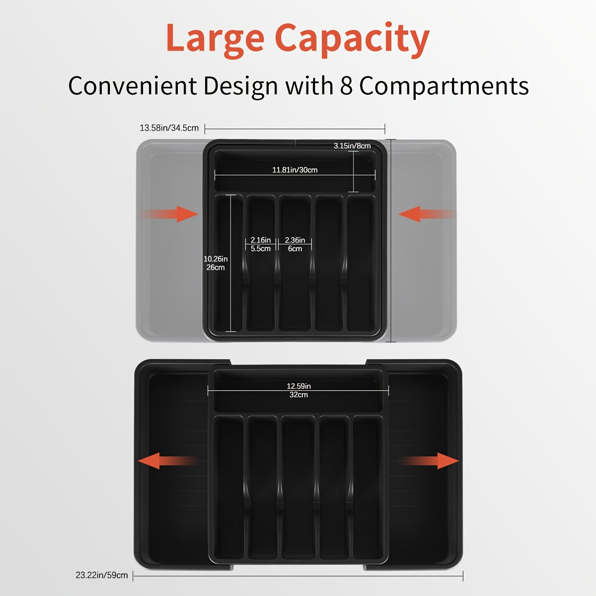 Set of 3 Expandable Silverware Drawer Organizers with Large Storage Space in Black Gray White Pink