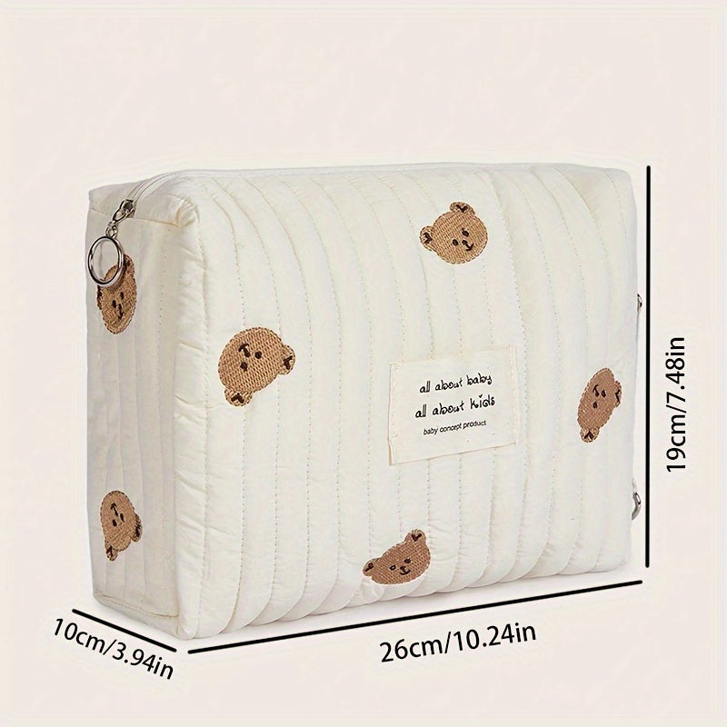 Baby Diaper Organizer with Zippered Embroidered Storage Pouch
