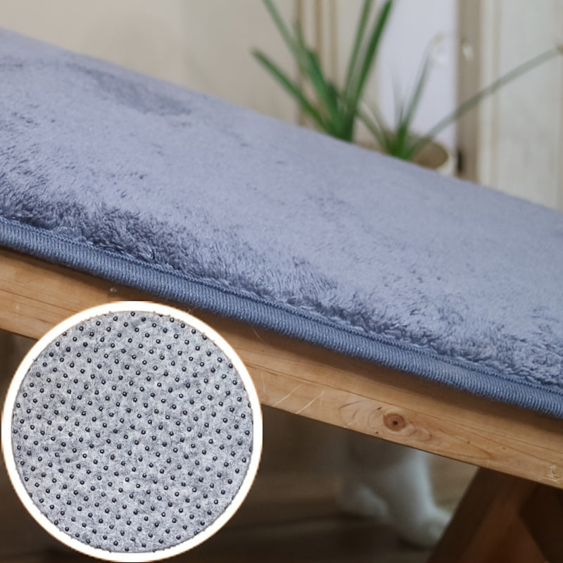 Oblong Bath Rug Non-Slip Quick-Dry Absorbent Polyester 1.8cm Thick